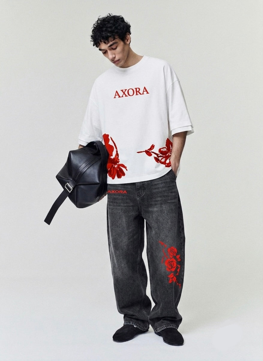 VAQUERO NEGRO BAGGY ROSAS (Drop 001)