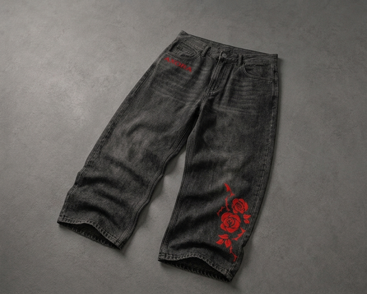 VAQUERO NEGRO BAGGY ROSAS (Drop 001)